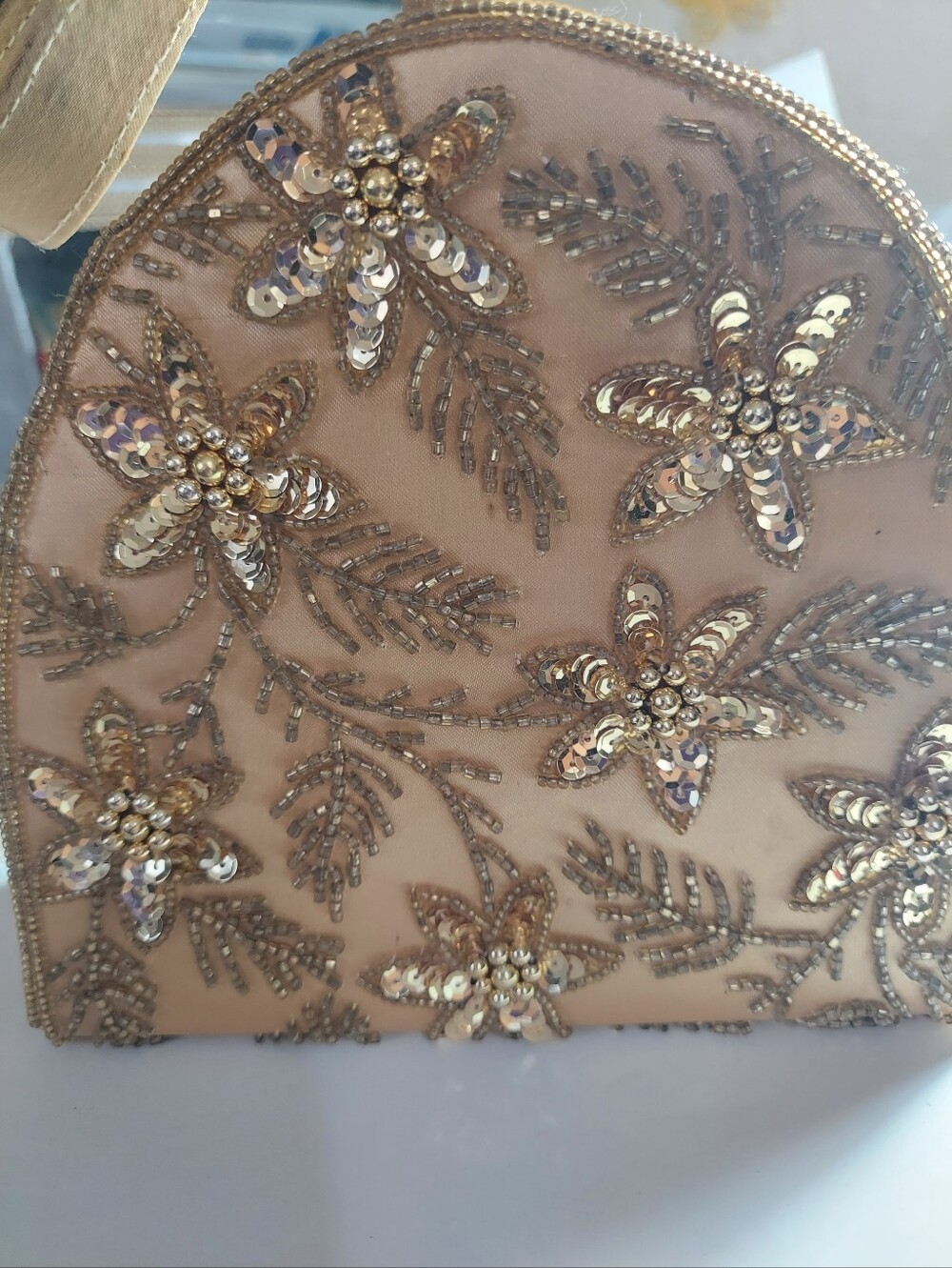 VINTAGE Sequence Goldtone Evening Bag